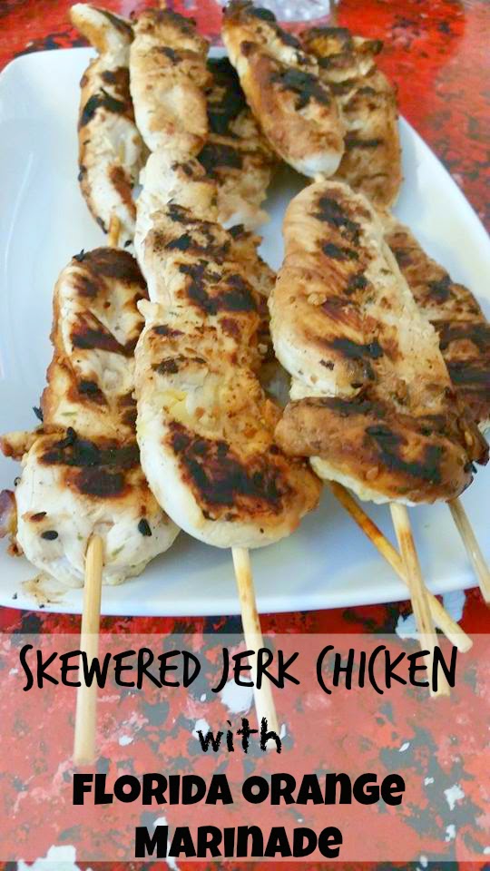 SusieQTpies Cafe Skewered Jerk Chicken with Florida Orange Marinade