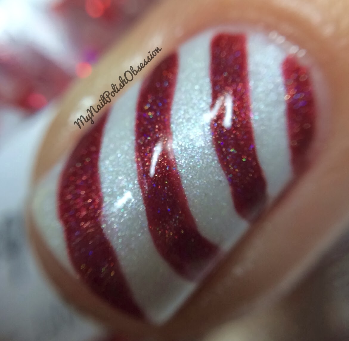 My Nail Polish Obsession Candy Cane Mani Featuring Lumina Lacquer