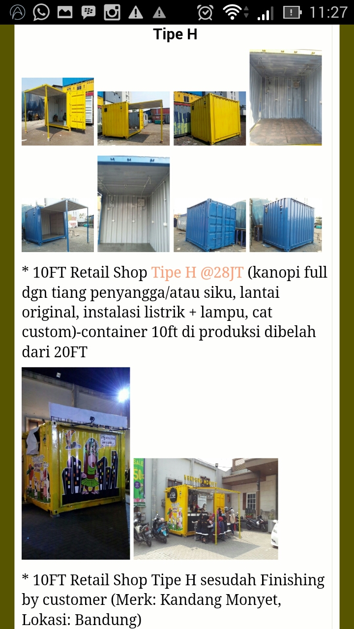 shipping container store Tipe H Harga Container, Jual Kontainer Bekas