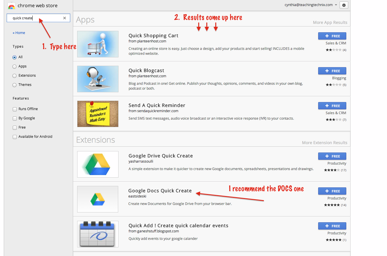 TeachingTechNix Google Docs Quick Create
