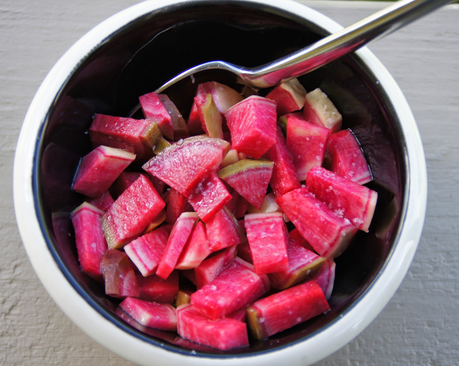 Little Bit of Everything Watermelon Radishes in Sherry Vinegar
