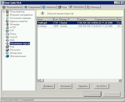 Назначение портов в UserGate 2.8