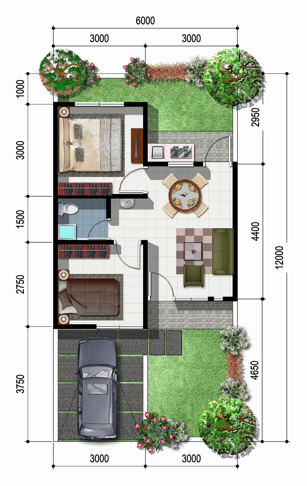 Desain Denah Rumah Minimalis Type 45