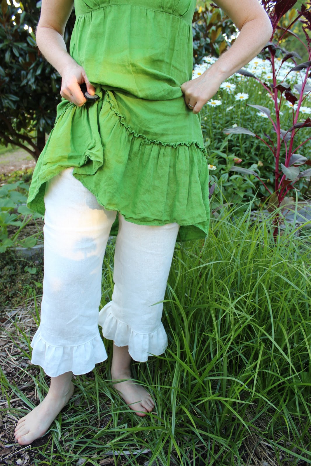 A Sewing Life Ruffly Britches White Linen Bloomers