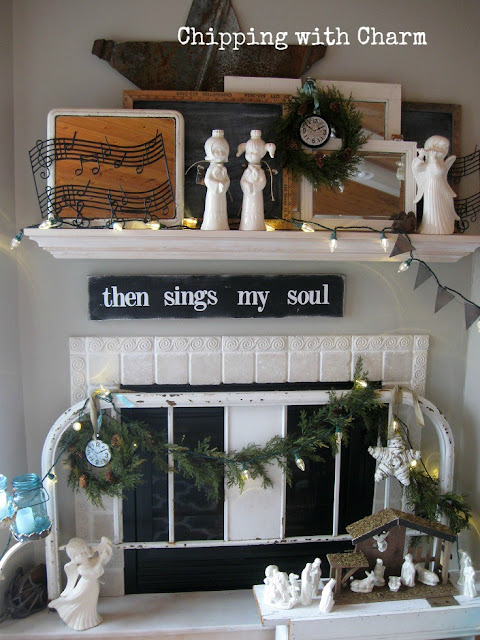 Chipping with Charm: Christmas Mantel 2015...www.chippingwithcharm.blogspot.com