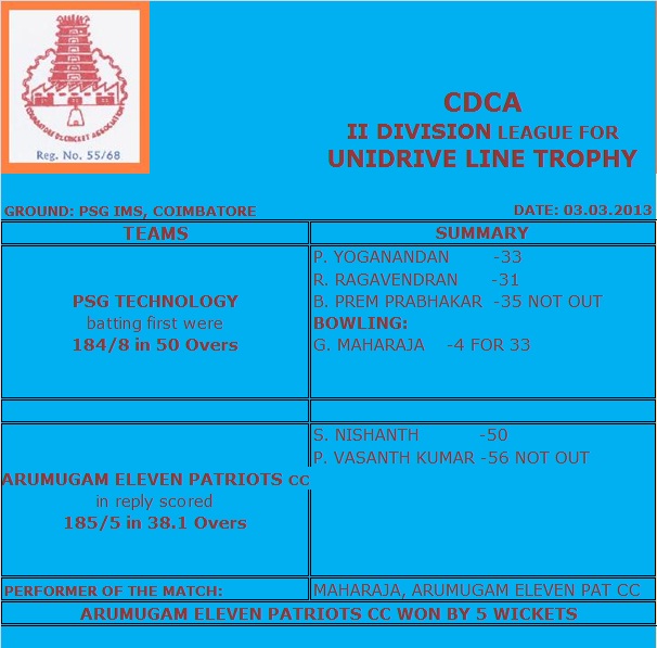 UNI DRIVE LINE TROPHY - 03.03.2013