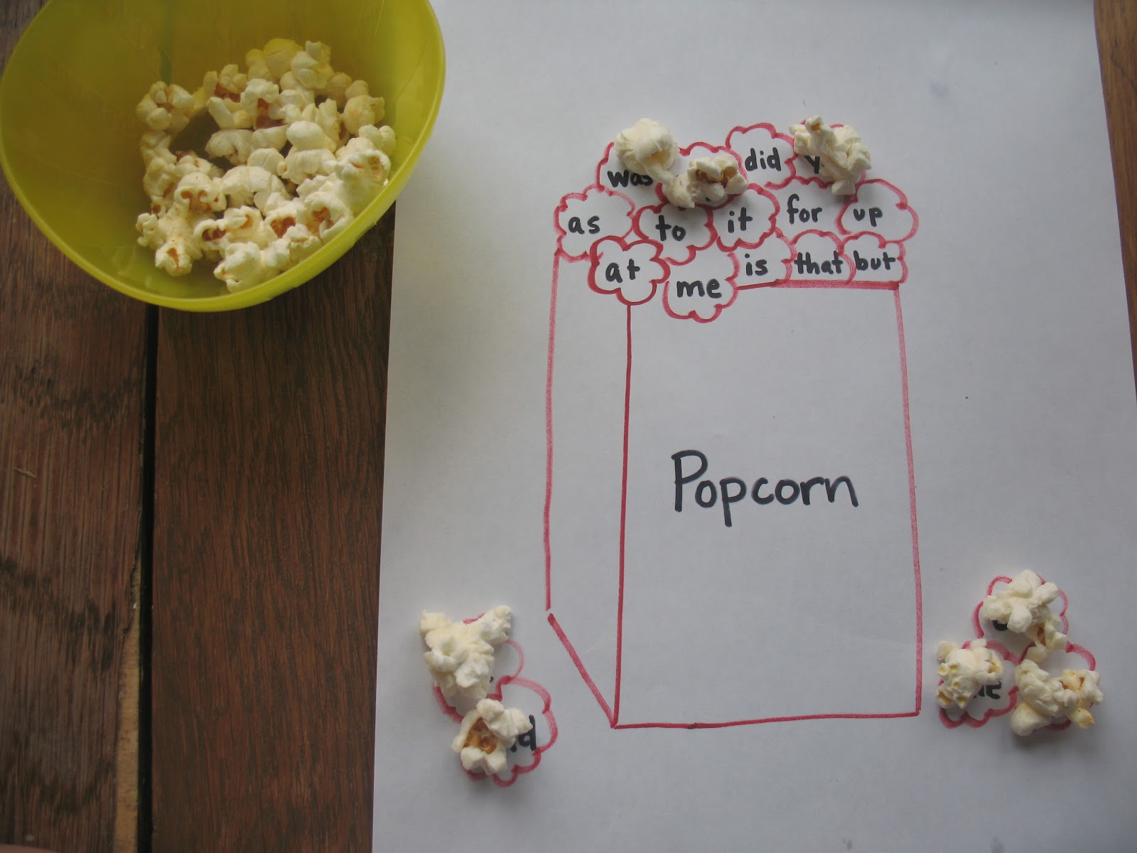 Practically Homemade Popcorn Sight Word Game