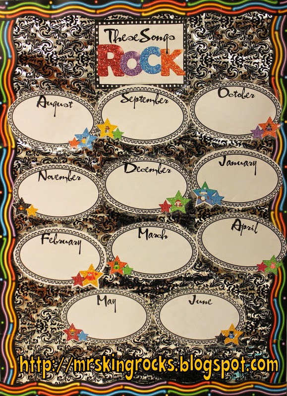 http://www.teacherspayteachers.com/Product/Monthly-Display-These-Songs-Rock-1367288