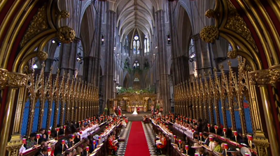 The weds, wide angle view of Westminster Abbey. YouTube 2011.