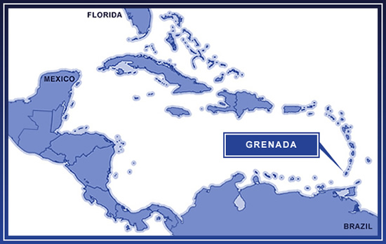 Grenada on the map Grenada on the map