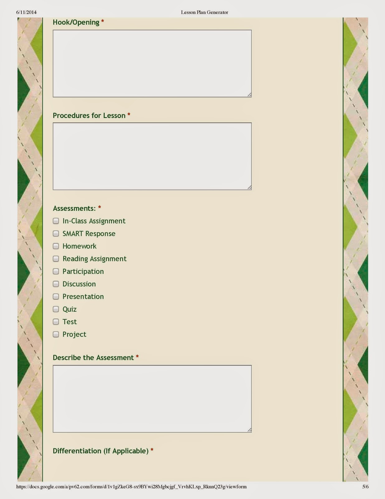 mr j s journal lesson plan generator