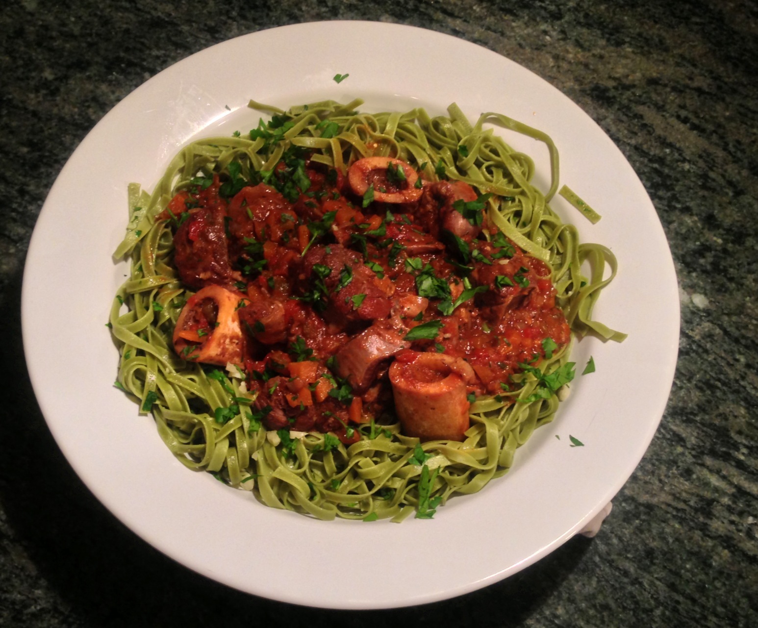 A Drinkable Feast SlowBraised Veal Shank Osso Buco with Spinach Pasta