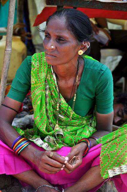 portrait indian tribal woman women girl tarnetar gujarat fair festival colourful face