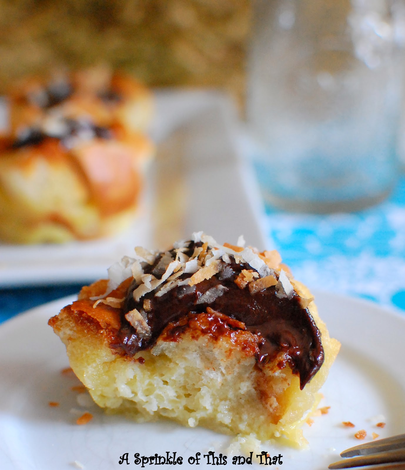 A Sprinkle of This and That Coconut Bread Pudding Blossoms