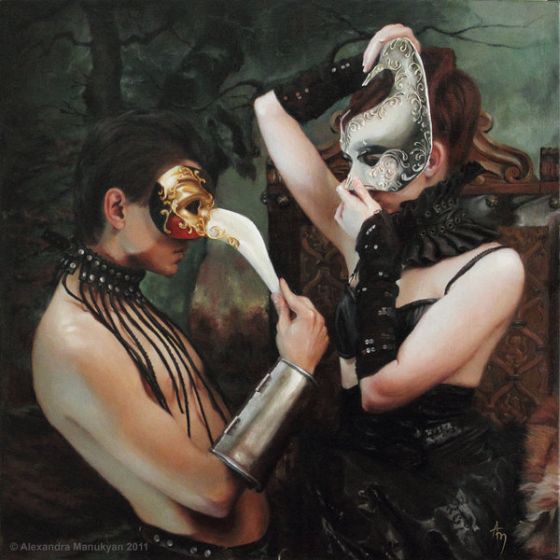 Alexandra Manukyan pinturas sadomasoquista macabra fetiche provocante sombrio