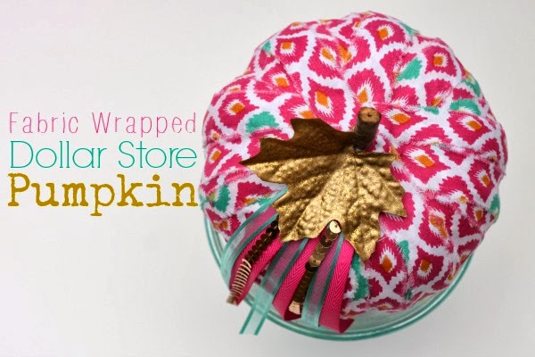 Make a tacky dollar store pumpkin fabulous using fabric scraps! www.pitterandglink.com