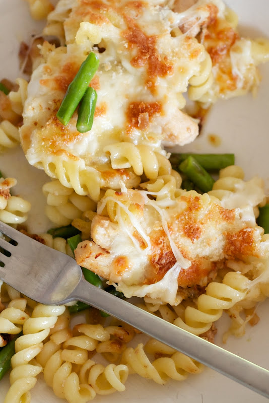 *Riches to Rags* by Dori Mozzarella, Chicken & Asparagus Pasta Bake
