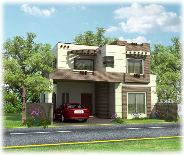 Wapda Town 10 Marla 3D front elevation of Modern House 2009 ...