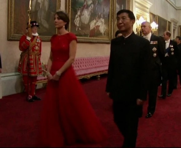 Duchess of Cambridge and Prince William, Duke of Cambridge. The Duchess of Cambridge attend her first state banquet at Buckingham Palace