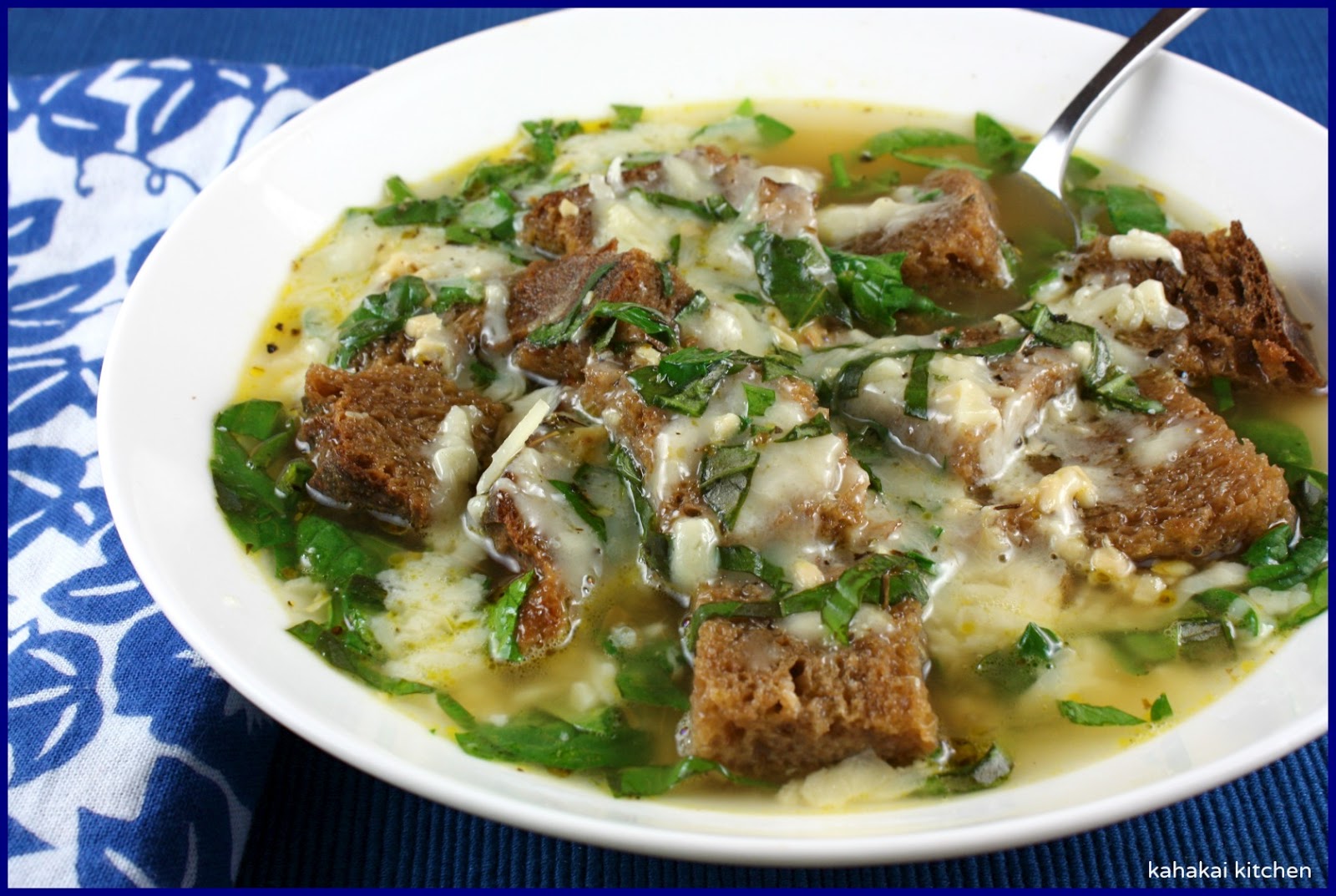 Kahakai Kitchen Italian Bread & Cheese Soup (With Spinach) Simple