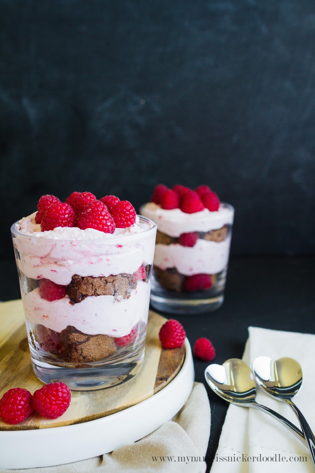 Raspberry Cream and Brownie Trifles for Two