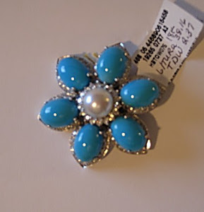 Hollywood Regency Turquoise Brooch