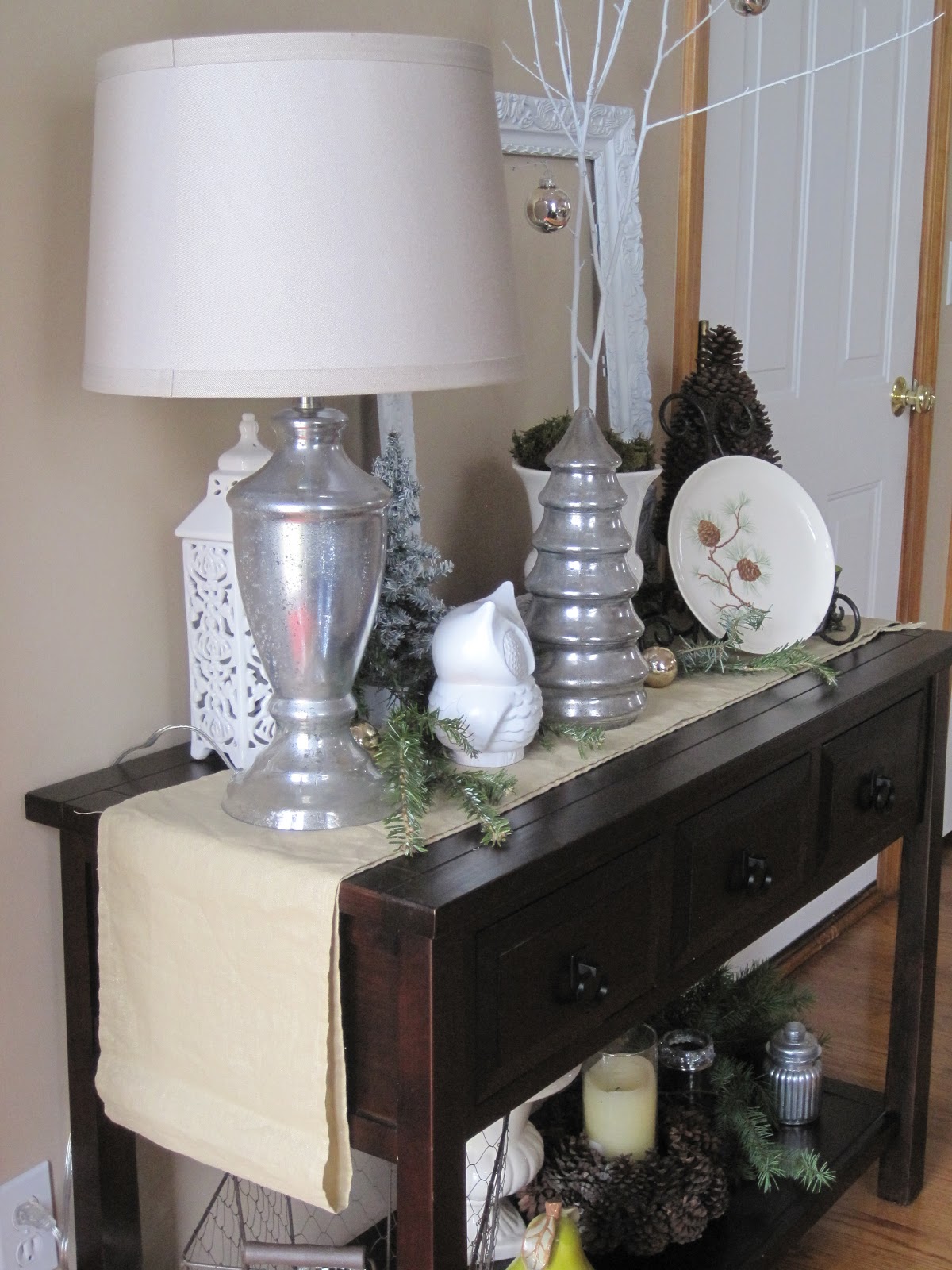 Decorated Chaos Christmas Entry Table