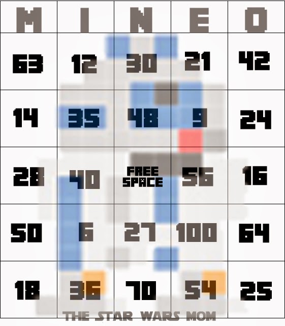 Minecraft Star Wars R2D2 Multiplication Player Card Minecraft Star Wars R2D2 Multiplication Player Card