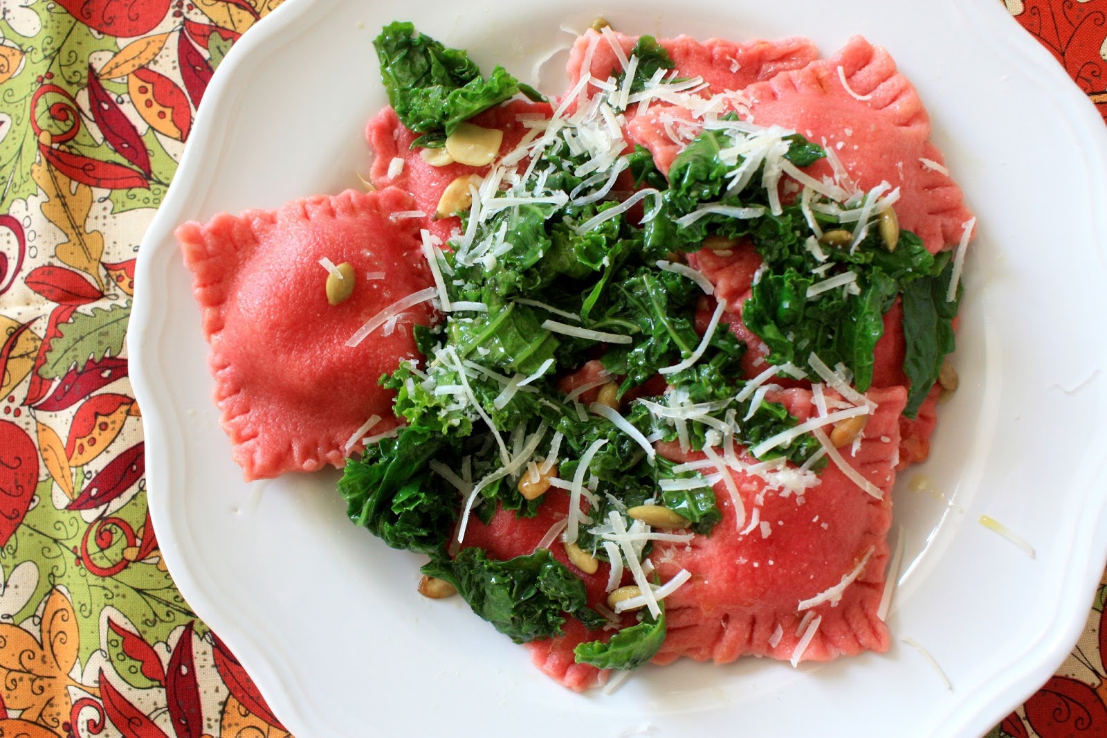 Emerald Rice Cooking beet ravioli