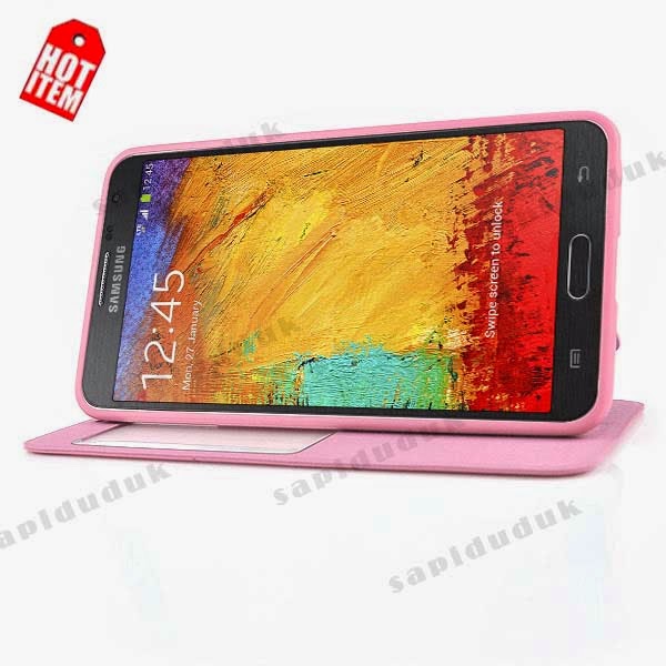 Stand Leather Case For Samsung Galaxy Note 3 - Pink