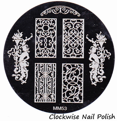 The Clockwise Nail Polish: Messy Mansion MM 53 Stamping Plate Review