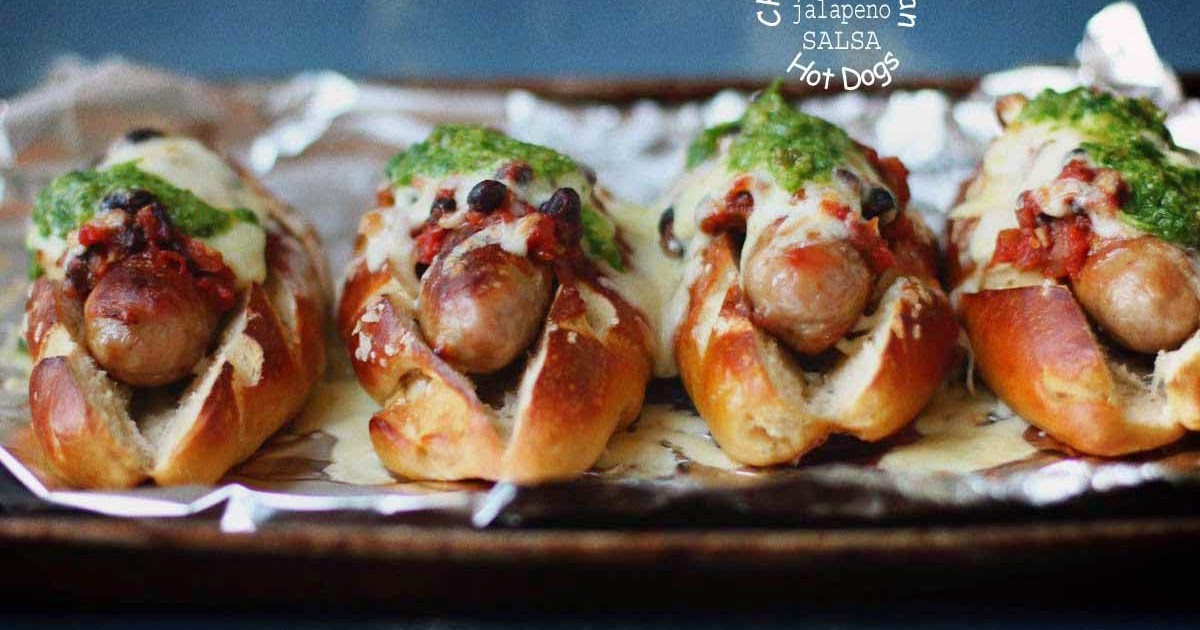 Milk and Honey Chilli Black Bean Hot Dogs with Jalapeno Salsa