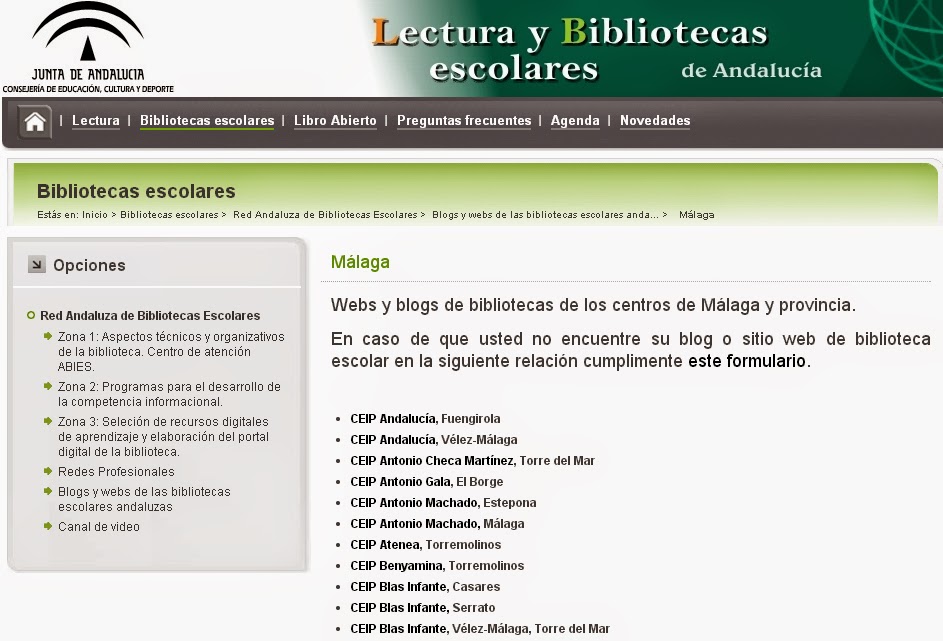 BLOGS DE BIBLIOTECAS ESCOLARES DE MÁLAGA