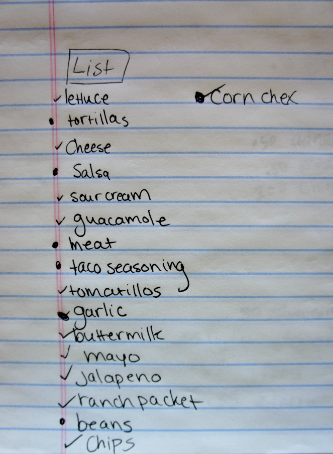 daily grocery list