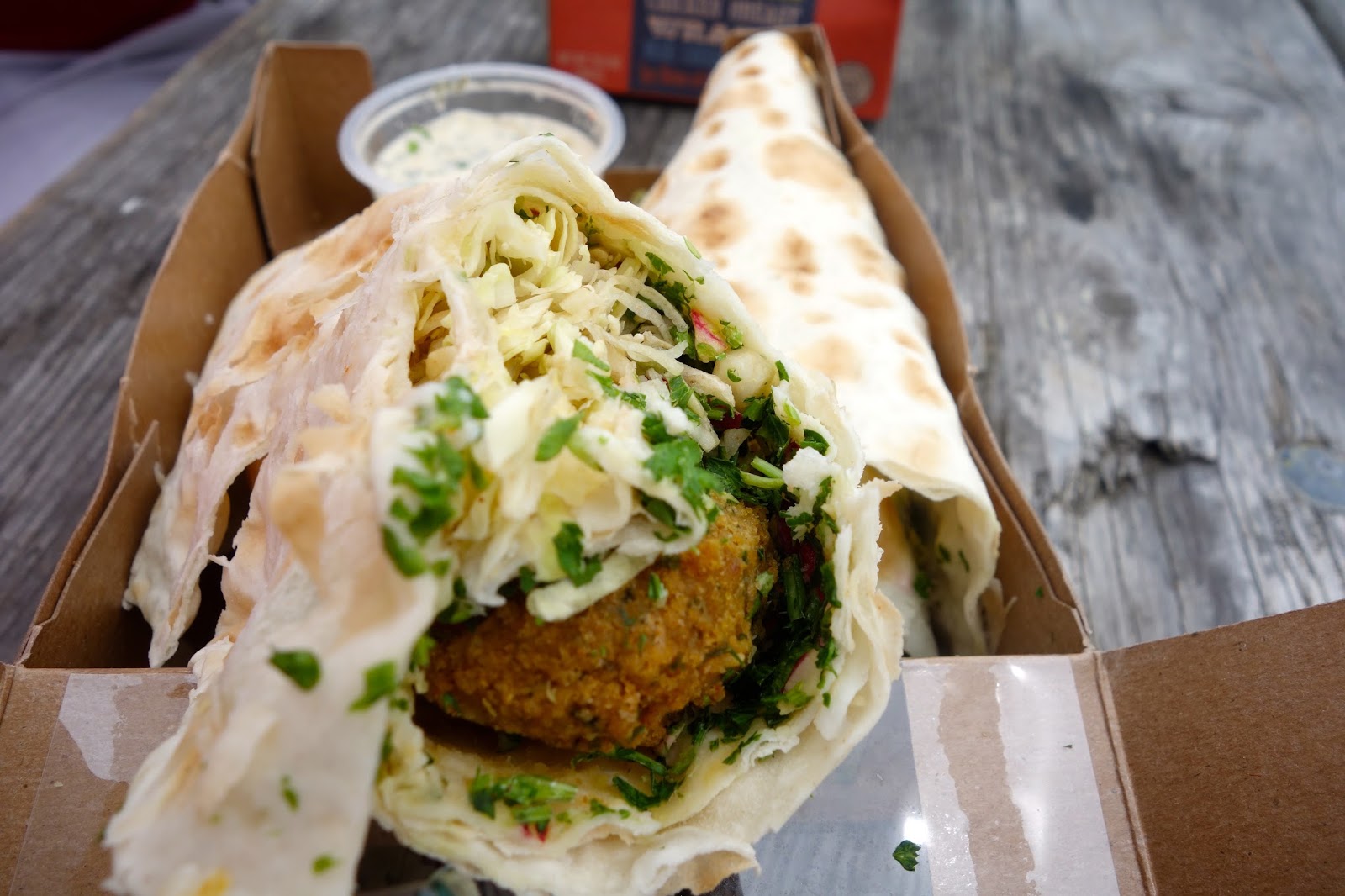 Trader Joe's Falafel Wrap & Trader Joe's Buffalo Style Chicken Breast