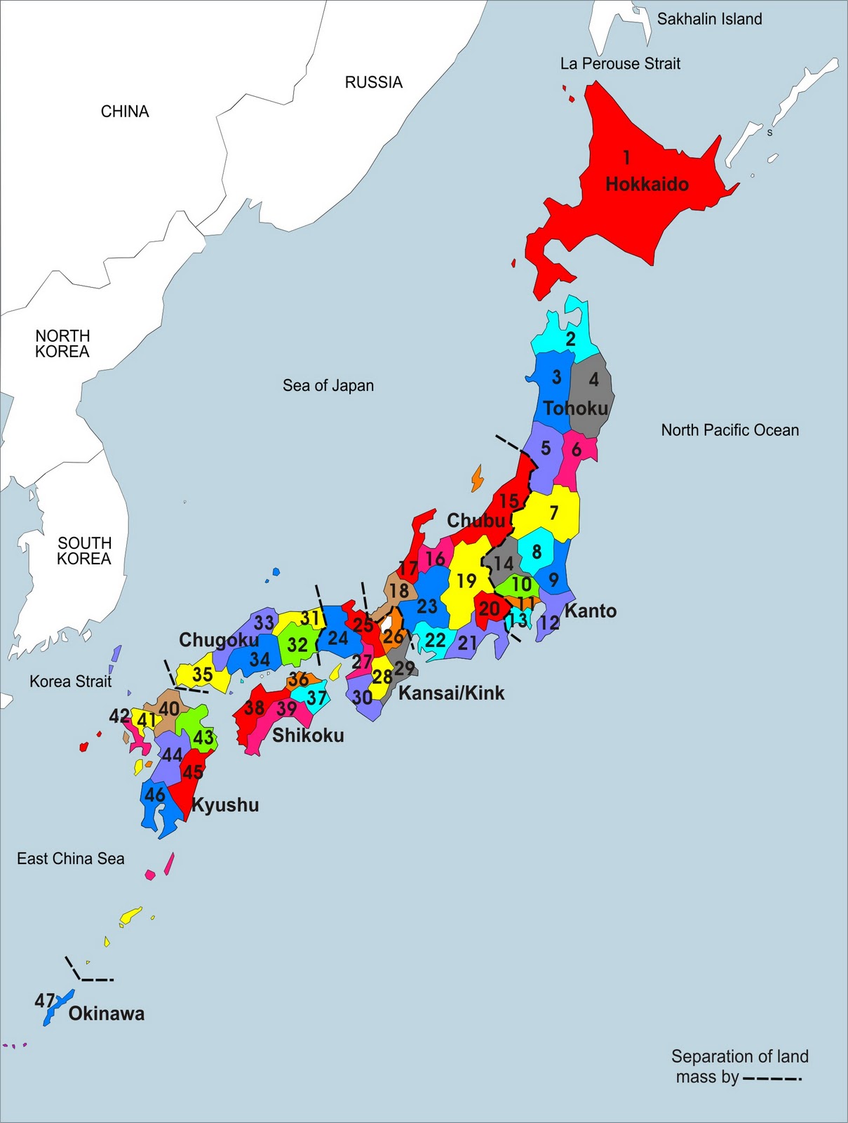 Japan Map Political Regional | Maps of Asia Regional Political City