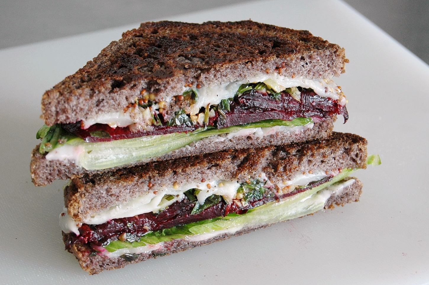 GLORIOUS SANDWICHES roast beets + goat gouda + pesto grilled cheese