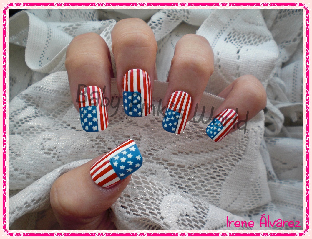 Baby Pink's World Nail Art Uñas bandera EEUU / USA nails