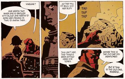 Sample page of Hellboy The Penanggalan Hellboy smells something is not quite right...