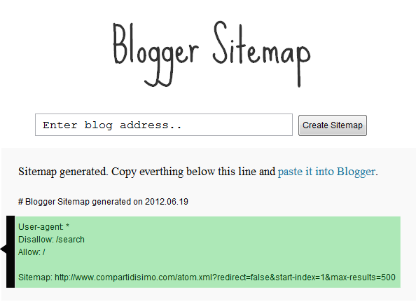 Generador de Sitemap XML para Blogger