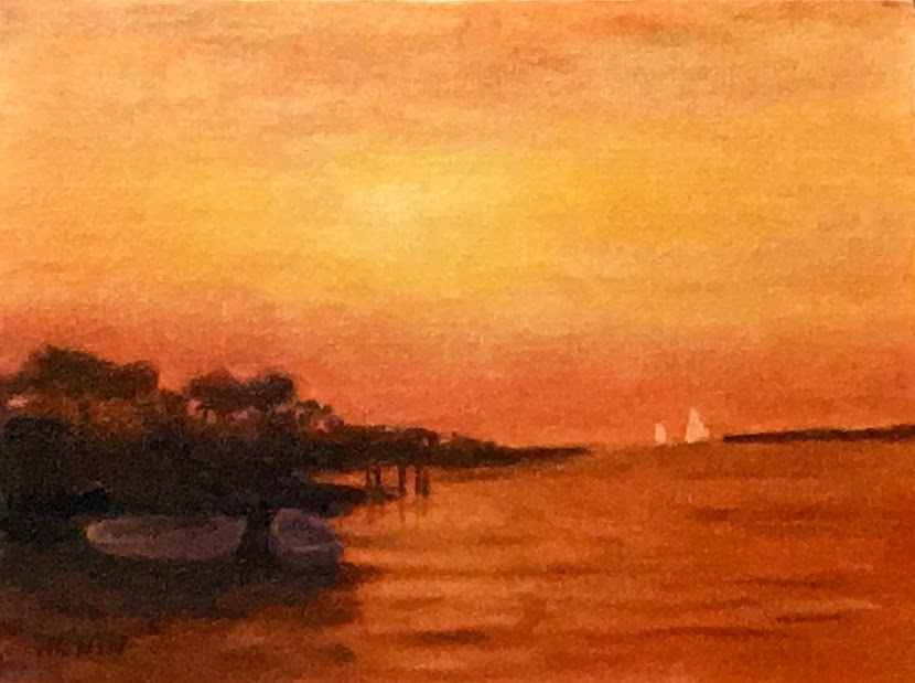 "Hudson River" (after Sanford Gifford) - 9 x 12