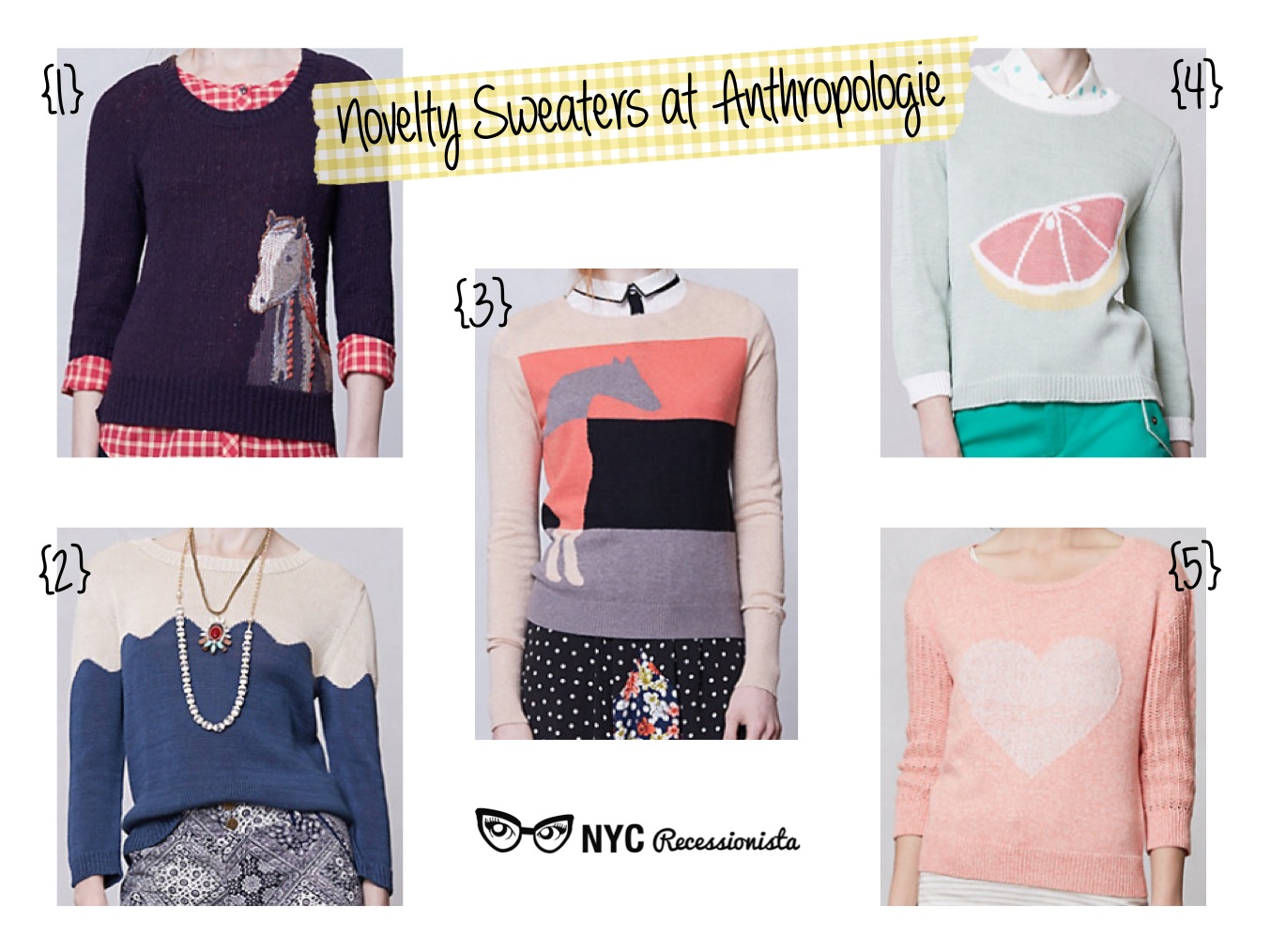NYC Recessionista Roundup New novelty sweaters at Anthropologie NYC Recessionista