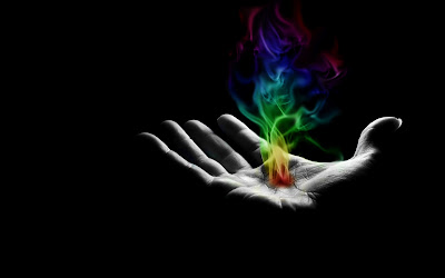 Colorful hand fire wallpaper