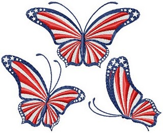 Patriotic Butterfly Embroidery Design
