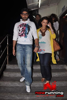 Aishwarya And Abhishek snapped after X-Men screening Photos