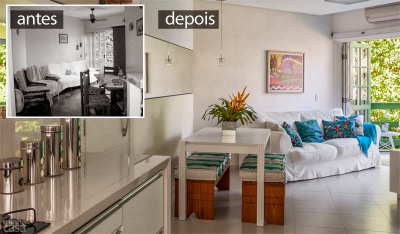 decoracao de ambientes pequenos e integrados:Antes e Depois – Apartamento na praia tem ambientes integrados e decoracao de ambientes pequenos e integrados:Antes e Depois – Apartamento na praia tem ambientes integrados e