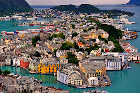 Norway Alesund Birdseye of City
