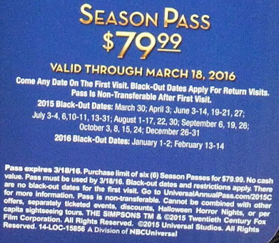 Terms and Conditions for the Universal Studios 50th Anniversary 2015 Season Pass at Costco