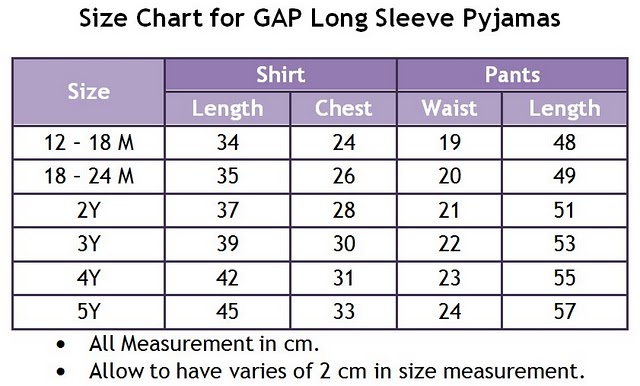 Gap 3t Size Chart