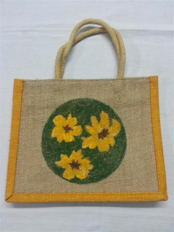 Farah Art Creations Jute Bags With Crystal Decorations Painting